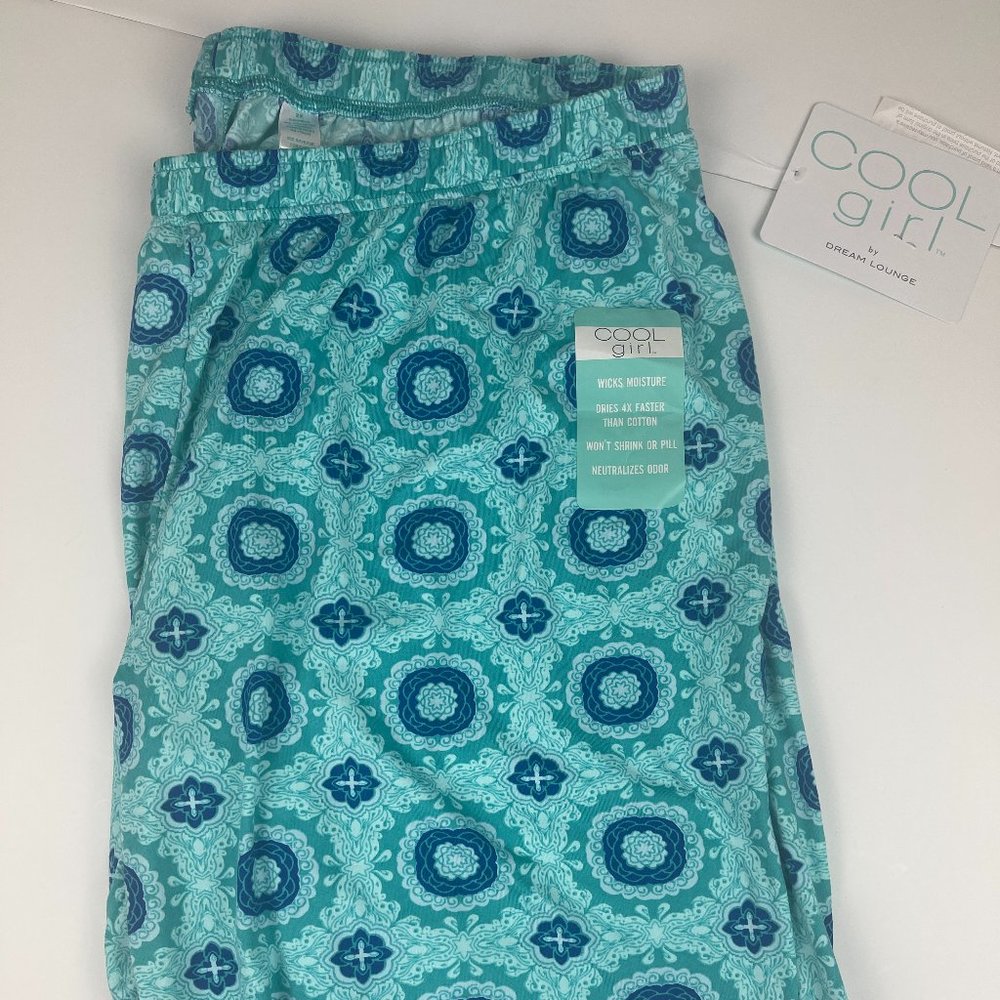 Cool Girl Plus Size Cool Girl Printed Bottom  Blue Geo 2X